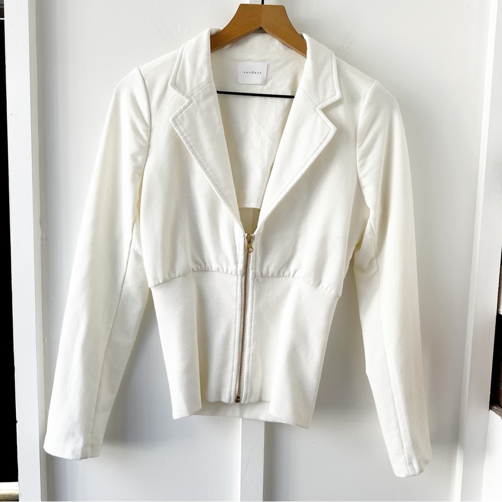 SUNDAYS white newton blazer zip up